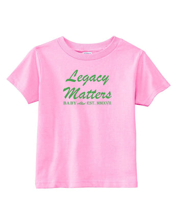 Baby Alum Exclusive:  Legacy Matters T-Shirt (Pink & Green)