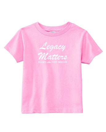 Baby Alum Exclusive:  Legacy Matters T-Shirt (Pink & White)