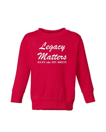 Baby Alum Exclusive:  Legacy Matters Sweatshirt (Red & White)