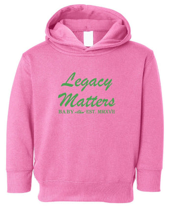 Baby Alum Exclusive:  Legacy Matters Hoodie Sweatshirt (Pink & Green)