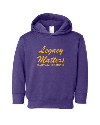 Baby Alum Exclusive:  Legacy Matters Hoodie Sweatshirt (Purple & Gold)