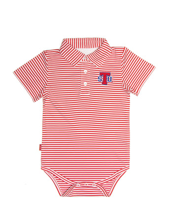 TSU Golf Performance One Piece Polo (Red Stripe)