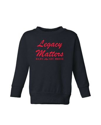 Baby Alum Exclusive:  Legacy Matters Sweatshirt (Black & Red)