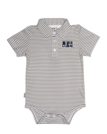 JSU Golf Performance One Piece Polo (Gray Stripe)