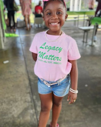 Baby Alum Exclusive:  Legacy Matters T-Shirt (Pink & Green)