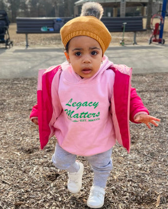 Baby Alum Exclusive:  Legacy Matters Hoodie Sweatshirt (Pink & Green)