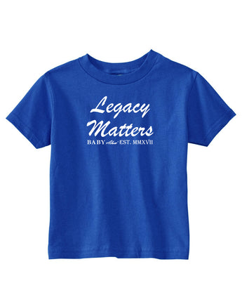 Baby Alum Exclusive:  Legacy Matters T-Shirt (Royal Blue & White)